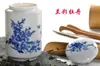 Jarra China Colorida Tamaño Mediano Cerámica Jarra Recta Almacenamiento Tarro de Té Tarro de Miel Tarro de Almacenamiento Tarro de Almacenamiento Tarro Sellado para Té Azul y Blanco