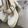 Zapatos Mary Jane de Alta Versión Guangzhou para Mujer Tacón Grueso Plataforma Impermeable Suela Gruesa Aumento de Altura Temperamento de Chica Popular Zapatos Individuales Franceses para Mujer Venta al por Mayor