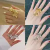 Anillo Ajustable Estilo Antiguo de Alas de Fénix, Chapado en Oro, Diseño Exquisito de Alta Gama, Decoración Vintage para Bodas, Joyería para Mujer