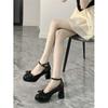 Brisa Nocturna Tacones Altos Suaves con Faldas Tacón Grueso Negro jk Estilo Preppy Mary Jane Zapatos de Mujer Primavera Planos de Una Sola Tira