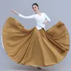 Saia Longa Clássica Reversível com Fenda de 720 Graus, Estilo Chinês para Performance e Prática de Dança, Saia Longa de Tule
