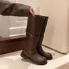 Botas de mujer estilo western para otoño e invierno, botas de jinete de moda con hebilla de cinturón, de caña alta apiladas, nuevo vintage 2026, botas de vaquero para chica popular
