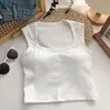 Top Regata Feminino com Decote Quadrado e Costas Bonitas, Roupa Íntima com Bojo Integrado, Peça Externa Modeladora, Roupa de Baixo Sexy para Meninas, Top sem Mangas
