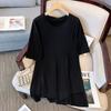 Política de deformación 60.00 kg-175.00 kg talla grande para mujer 2024 verano nuevo camiseta manga corta top holgado vestido largo