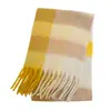 Novo Cachecol Ac-Style Outono e Inverno para Mulheres, Xale Grosso Xadrez Dupla Face com Padrão Colorido de Quatro Quadros