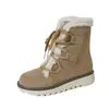 Botas de invierno blancas y rosas, botas de nieve, botas cortas de felpa gruesa, con cordones, talla grande, botas de mujer, talla pequeña, zapatos de mujer 36-43