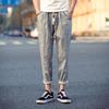 Pantalones casuales cortos de verano para hombre, pantalones deportivos casuales cortos a rayas de moda japonesa, holgados, de talla grande, pantalones ajustados para hombre