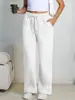 Calça de moletom feminina plus size solta de perna larga mais vendida com forro de fleece e cordão na Amazon e Temu na Europa e América