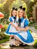 Disfraz de Halloween Alice Cosplay Atuendo de Sirvienta Disfraz de Actuación Madre e Hija Padre e Hijo Vestido Estilo Pradera Pastoral Granja