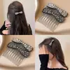 Pente com Laço Estilo Coreano Inserção de Strass Pente para Franja Feminina Suave Luxo Leve Alto Padrão Grampo de Cabelo Temperamento Versátil Adorno de Cabeça Acessório de Cabelo