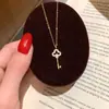 Collar de Plata de Ley S925 con Llave Full Diamante para Mujer, Estilo Vintage, Diseño de Nicho de Alta Gama, Cadena para Clavícula, Popular en Xiaohongshu