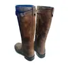 Botas de Caballero Mismo Estilo Sw Nuevo Otoño e Invierno Piel Genuina Tacón Grueso Estilo Motocicleta Maillard Botas Altas Hasta la Rodilla Botas con Hebilla de Cinturón