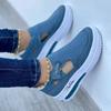 2023 plus size casual sapatos de camada única mulheres transfronteiriças primavera e verão novos sapatos de tecido plano voador respirável sapatos de malha casuais de Velcro