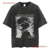 Camiseta lavada de anime transfronterizo MobPsycho100, ropa urbana para hombre, moda casual retro gráfica Harajuku