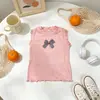 2026 Novo Colete de Roupa Íntima Estilo Coreano com Laço de Borboleta para Meninas, Top de Seda Gelada de Verão para Bebês