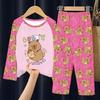 Pijama Infantil Capivara para Meninos, Crianças Médias e Grandes, Calças de Manga Comprida para Meninas, Conjunto de Roupa de Casa de Desenho Animado do Sudeste Asiático