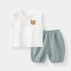 Conjunto de Verão Infantil Estilo Coreano Solto Novo Confortável Respirável Fio de Algodão Cores Combinando Colete Shorts Roupa Externa Conjunto de Duas Peças