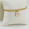 Pulseras con Alfabeto de 26 Letras Europeas y Americanas Transfronterizas para Mujer, Doble Capa, Joyería de Acero de Titanio con Clip de Papel de Moda, Al por Mayor en Stock