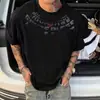 [Ventas Directas de Fábrica] Camisetas de Manga Corta de Algodón Puro Estilo Americano con Estampado de Letras para Hombres y Mujeres, Tops Sueltos Casuales y Versátiles