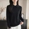 Suéter de punto de manga larga con cuello polo y pedrería resistente, nuevo top pullover para mujer de primavera/otoño para llevar solo o con capas, con cuello de solapa