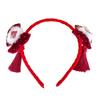 Año Nuevo para Niños Bola de Pelo Borla Tarjeta para el Cabello Lazo de Terciopelo Vintage Pasador para el Cabello Diadema de Princesa para Niñas Accesorios Festivos para el Cabello