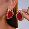Pendientes Geométricos Irregulares de Resina Retro Europeos y Americanos, Pendientes de Nicho Transfronterizos de Alta Gama, Pendientes Personalizados para Mujer