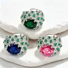 Nuevo Anillo Abierto Estilo Europeo y Americano para Mujer con Piedras Preciosas de Colores Simuladas Circonita Incrustada Moda de Lujo Ligero Personalidad Anillo de Dedo Joyería