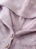 Novo suéter de tricô com capuz de lã de cashmere para outono e inverno, blusa de moletom casual solta com botões florais de manga comprida para mulheres com capuz