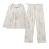 Pijama de Maternidade e Amamentação Xiyue 2026 Primavera/Outono com Sutiã Embutido, Algodão Puro, Conjunto Fresco e Doce de Duas Peças para Mães que Amamentam