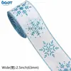 Cinta Azul de Copos de Nieve Navideños con Imitación de Tela Fina Cinta de Copos de Nieve con Polvo Brillante Guirnalda Decoración de Moño Grande