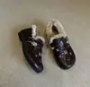 Moda Coreana Tendência Estiloso Sem Costas Slip-on Birkenstock Sapatos Individuais 2026 Outono/Inverno Sapatos de Gema com Pelo
