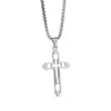 Cadena de suéter de acero inoxidable para joyería que no se decolora, collar simple y elegante de acero inoxidable, accesorio de cruz hueca para hombre