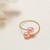 Anel de pérola atacado ouro 14K anel simples anel duplo anel opcional estilo acadêmico simples presente de aniversário para namoradas mulheres