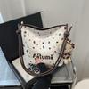 Bolsa Feminina de Inverno 2024 Nova Simples Casual Diária Versátil Moda Estilo Coreano Retrô Ombro Transversal Balde para Mulheres