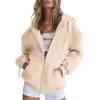 Moletom com Zíper Solto Oversize Estilo Americano para Mulheres, Outono e Inverno, Estilo Preguiçoso, Jaqueta com Capuz e Ombros Caídos