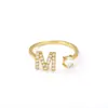 Anillo Abierto de Letra Inicial Z con Circonita de Lujo de Gama Alta Transfronterizo Europeo y Americano Versátil Creativo Simple Anillo Venta al por Mayor