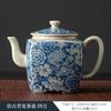Tetera Azul y Blanca Pintada a Mano, Tetera Antigua de Arcilla de Alfarería, Juego de Té Cuadrado Cerámico Hecho a Mano para el Hogar, Tetera de Pieza Abierta
