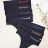 Fornecimento Exclusivo Transfronteiriço de Tanga Color Block com Letras Rosqueadas para Mulheres, Calcinha Sem Costura, Respirável, Alta Elasticidade, Amigável à Pele, Multicor, Sexy