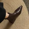 Primer Encuentro Temporada 2026 Nuevas Botas de Tobillo Estilo Francés Otoño/Invierno para Mujer, Punta Fina, Tacón Grueso, Botas Martin, Botas Elásticas Retro Ajustadas