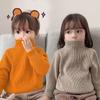 [em estoque outono e inverno novo gola alta meia versão coreana de suéter para meninos e meninas bebê cor sólida estilo estrangeiro suéter versátil para se aquecer