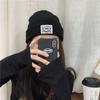 Gorro de lana con punta linda de Corea del Sur para mujer, gorro de punto para primavera y otoño, gorro de invierno cálido de moda, combina con todo, adecuado para circunferencia de cabeza grande