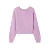 AMV~Suéter de Punto Cepillado Mezcla de Lana para Mujer Otoño Invierno Holgado Hombro Caído Suave Pegajoso Jersey de Punto Multicolor