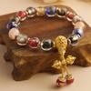 Han Yu Yuan Polvo de Oro Lámina de Plata Vidrio Gris Fragante Pulsera de Pulsera para Mujer Templo 2023 Nueva Pulsera Duobao Regalo