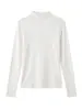 Camiseta base para mujer con cuello semi-alto y bajo con volantes, camiseta de manga larga, antiarrugas, nuevo top ajustado de otoño e invierno