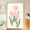 Cortina de Puerta Tulipán Color Crema Cortina Divisoria Cortina Corta para Dormitorio de Alta Gama para Interior de Casa Media Cortina sin Taladro