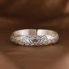 Pulseira de prata Golden Deer King pé estilo étnico feito à mão em relevo Lotus Leaf Lotus versão larga grossa Pulseira de prata aberta feminina