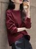 Moletom com Gola Uma Linha e Nó Torcido Design para Mulheres Outono 2025 Novo Elegante Casual Estilo Preguiçoso Top Solto Casual