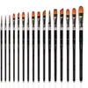 Bo Yi Xuan novo conjunto de 18 pincéis de nylon transfronteiriço para pintura artística aquarela acrílico pintura a óleo pincel caneta para pintura guache