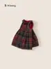 Ropa para Niños Youbao Chaleco a Cuadros Falda Niños Sencilla Camiseta Básica de Invierno Engrosada Nuevo Conjunto de Falda para Niña