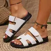 Comercio Exterior Spot 2025 Nuevas Pantuflas Planas Bajas de Talla Grande para Mujer con Velcro Combinación de Colores Europea y Americana Transfronteriza Pantuflas Lindas de Moda